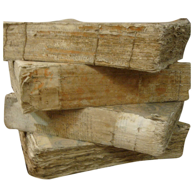 18th Century Large French Antique Books with Marbleized Covers