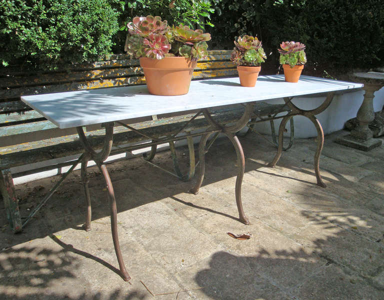 French 19th Century Cast Iron Table with Marble Top In Good Condition In London, GB