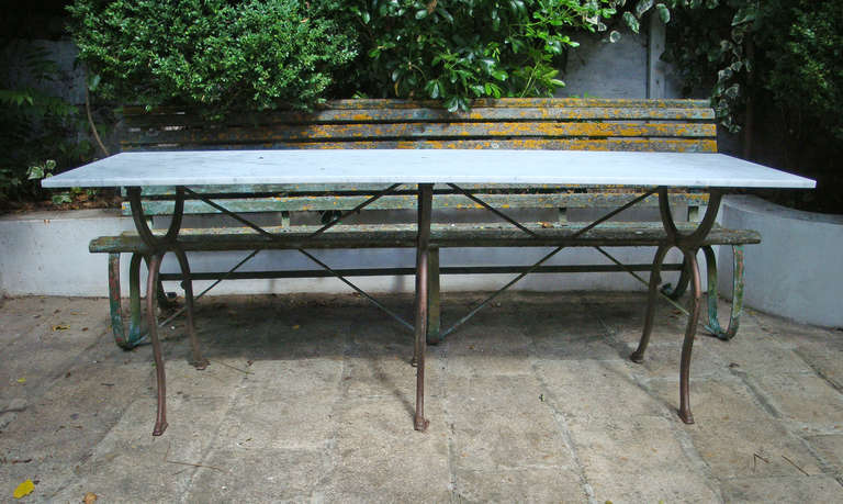 French 19th Century Cast Iron Table with Marble Top 2