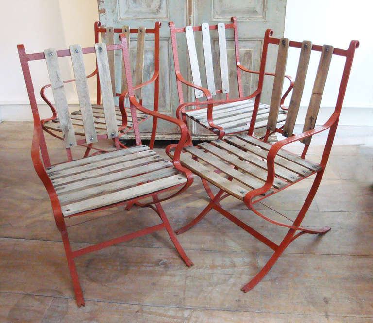 Set of Four French Iron Armchairs In Good Condition In London, GB