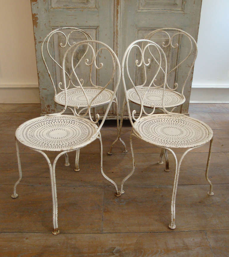 Mid-20th Century Set of Four French Iron Chairs