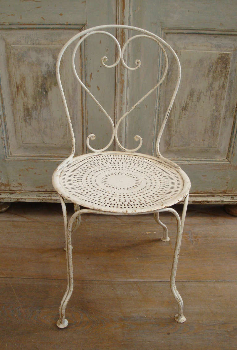 Set of Four French Iron Chairs 3