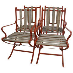 Set of Four French Iron Armchairs