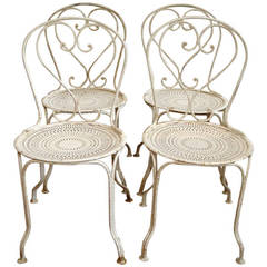 Set of Four French Iron Chairs