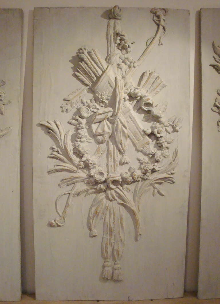 A Set of Three 19th Century Antique Decorative Panels In Good Condition For Sale In London, GB