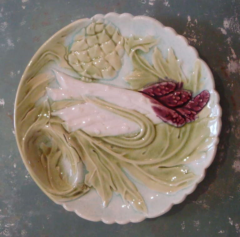 Set of Six French Asparagus Plates