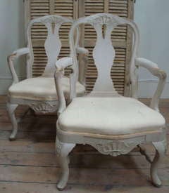 Pair of Roccoco style Swedish armchairs