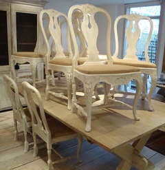 Set of 8 mid 20th century Swedish Antique dining chairs