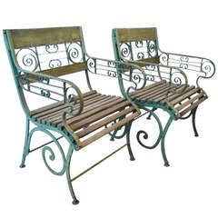 A Pair of French Napoleon III Iron Chairs