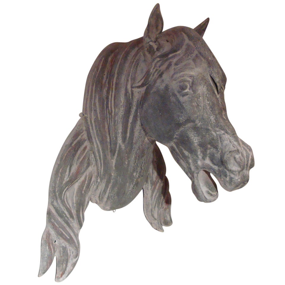 19th century zinc Antique horses head For Sale