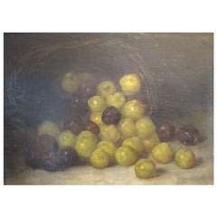 19th century Antique French Still Life - Plums