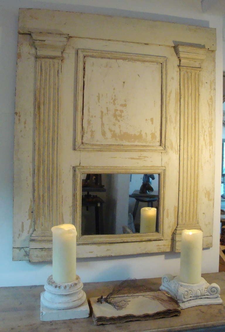 French Large 19th century Antique Trumeau mirror For Sale