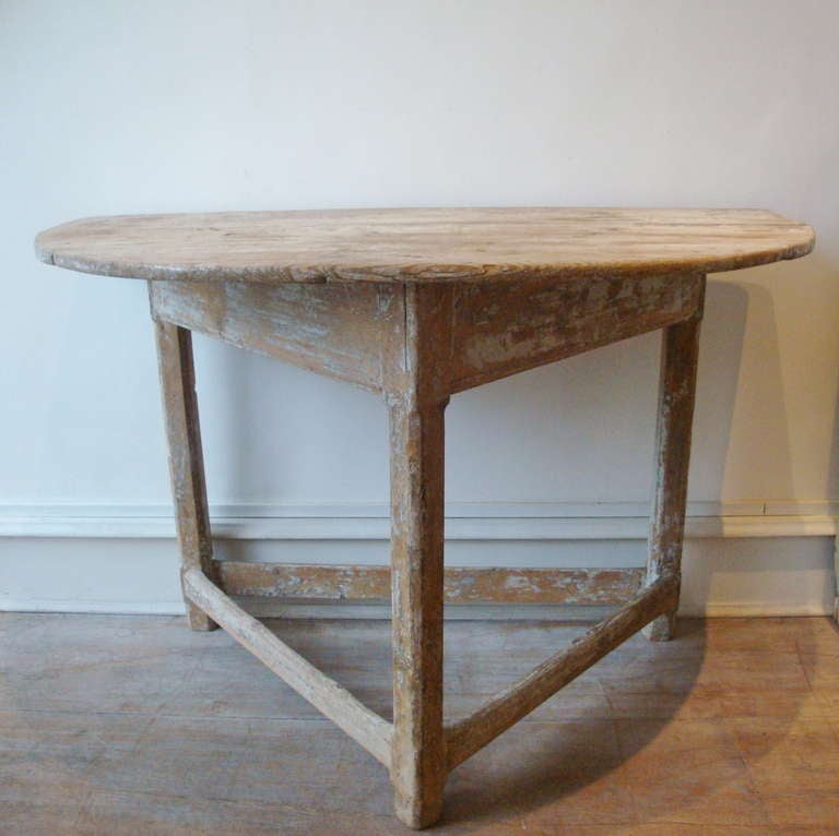 An 18th century French pine Console table with old paint and nice wear and tear - very charming and untouched by restorers