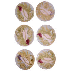 Set of Six French Asparagus Plates
