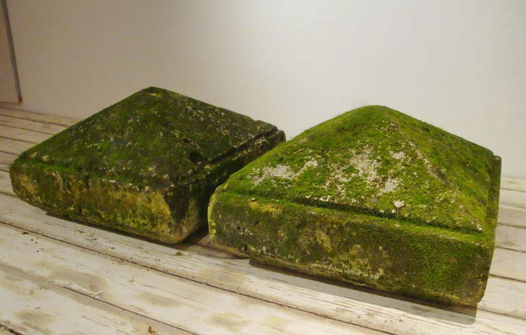 Pair of Antique French Stone Pyramid Finials