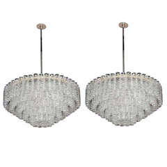 Vintage Pair of 1950s - 1960s Glass Chandeliers by Doria