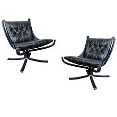 Pair of circa 1970 Falcon Model Armchairs - Norvegian Design by Sigurd Ressel Pair of circa 1970 Falcon Model Armchairs - Norvegian Design by Sigurd Ressel