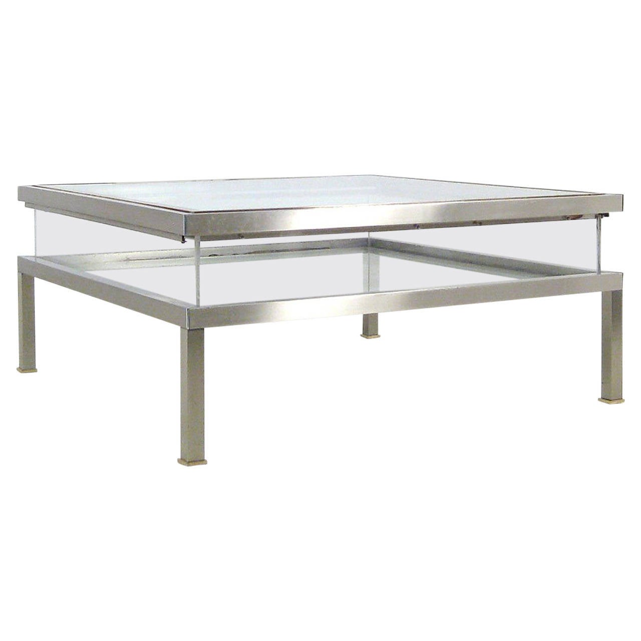 Large Square Vitrine Coffee Table in the Style of Maison Charles For Sale