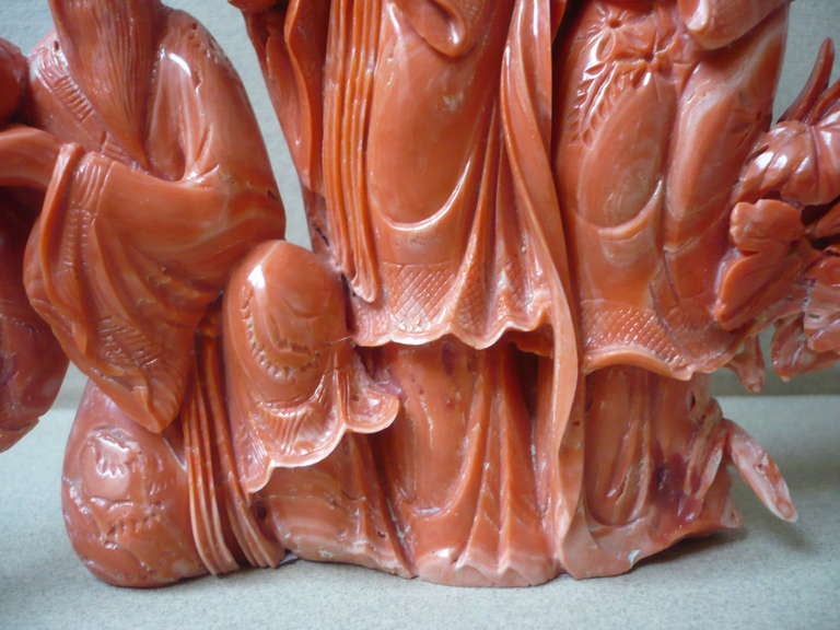 Vintage Chinese Natural Coral Scene Sculpture In Good Condition In Mexico, MX