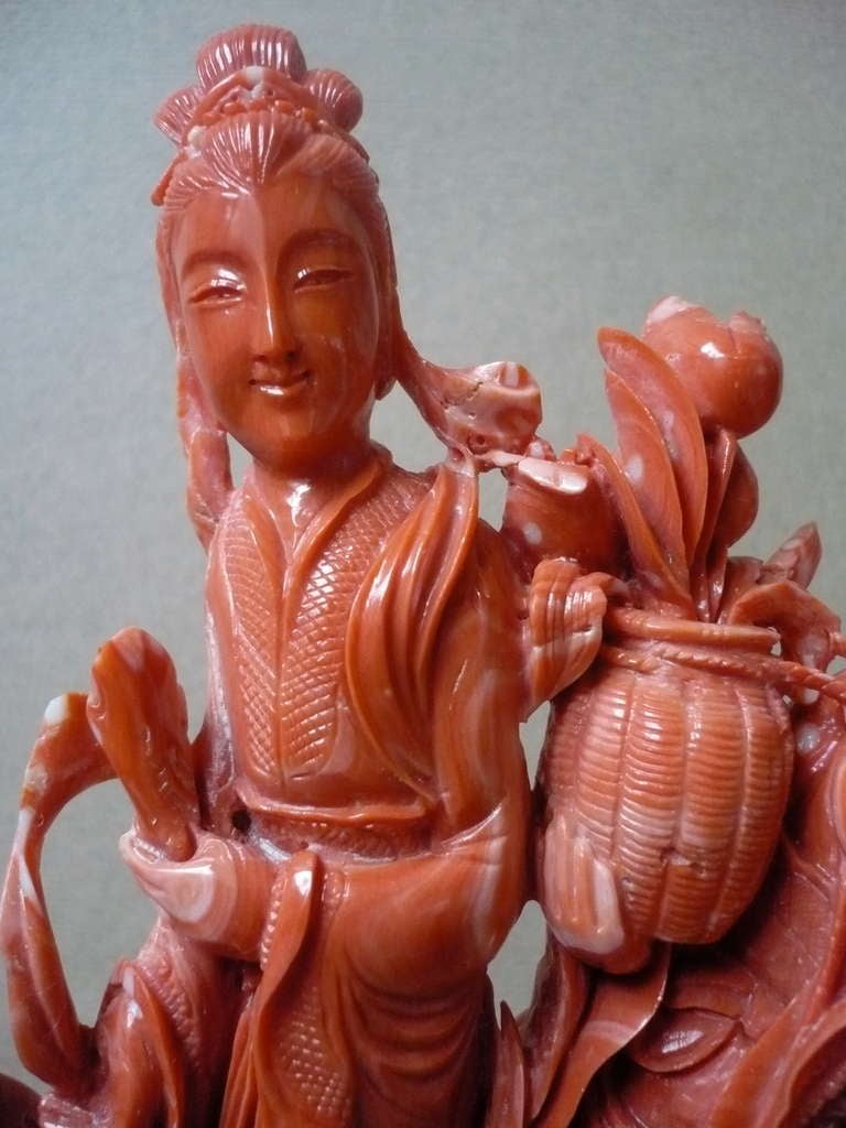 Vintage Chinese Natural Coral Scene Sculpture 6
