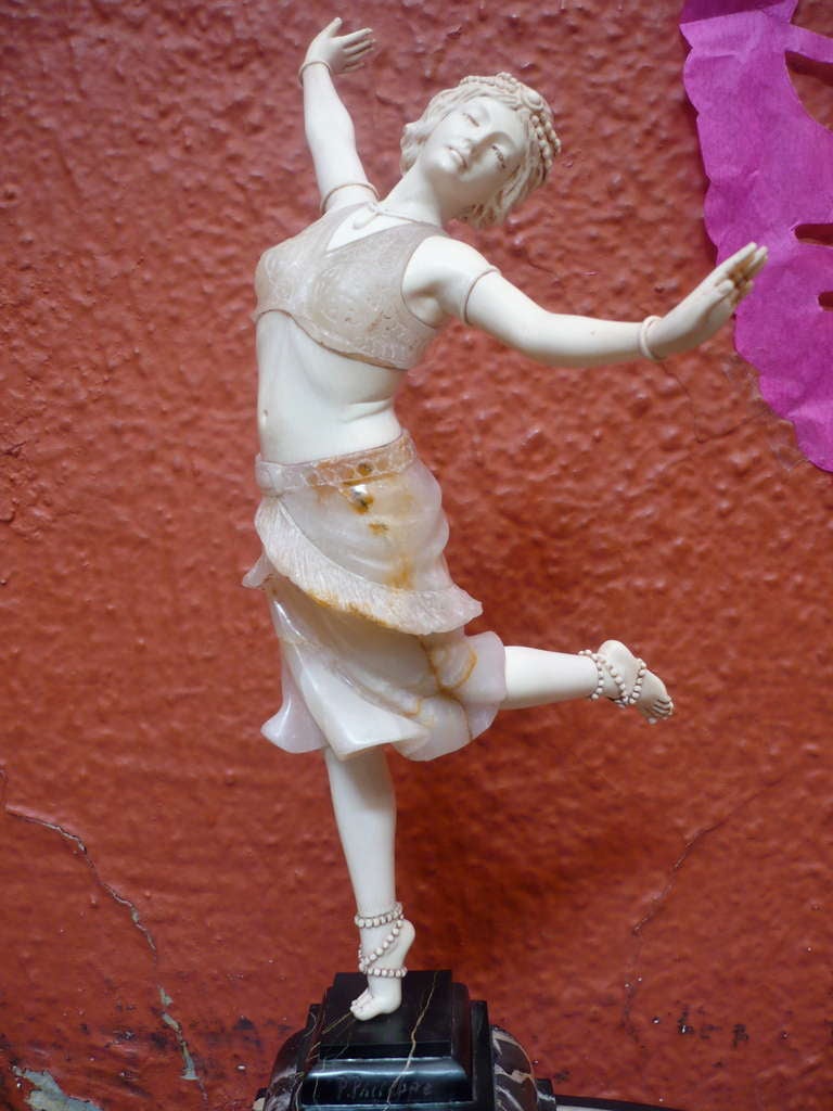 "Danseuse" An Alabaster and Ivory Figure