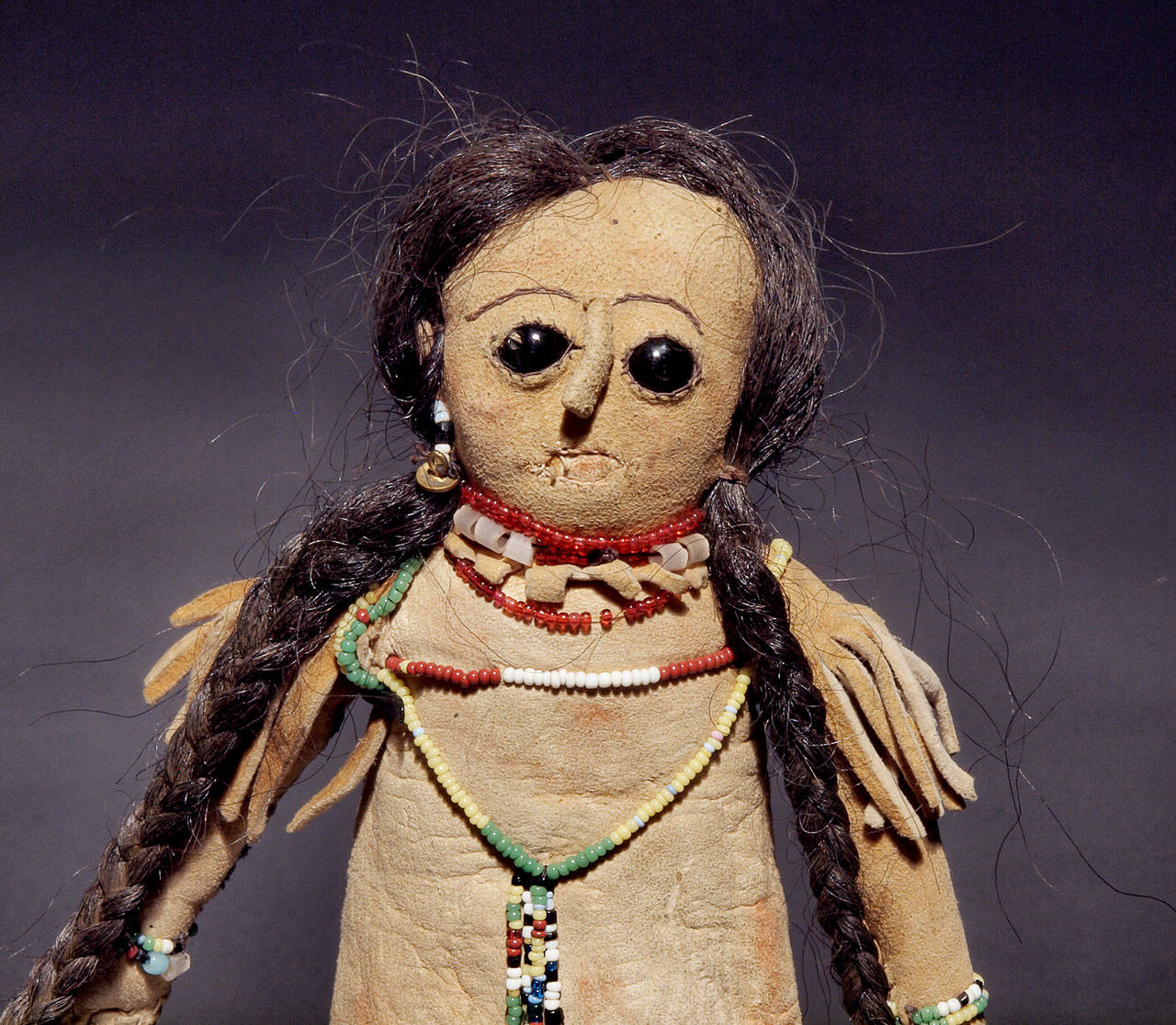 Beaded Pair of Antique Native American Dolls, Athapaskan, Alaska, 19th Century For Sale