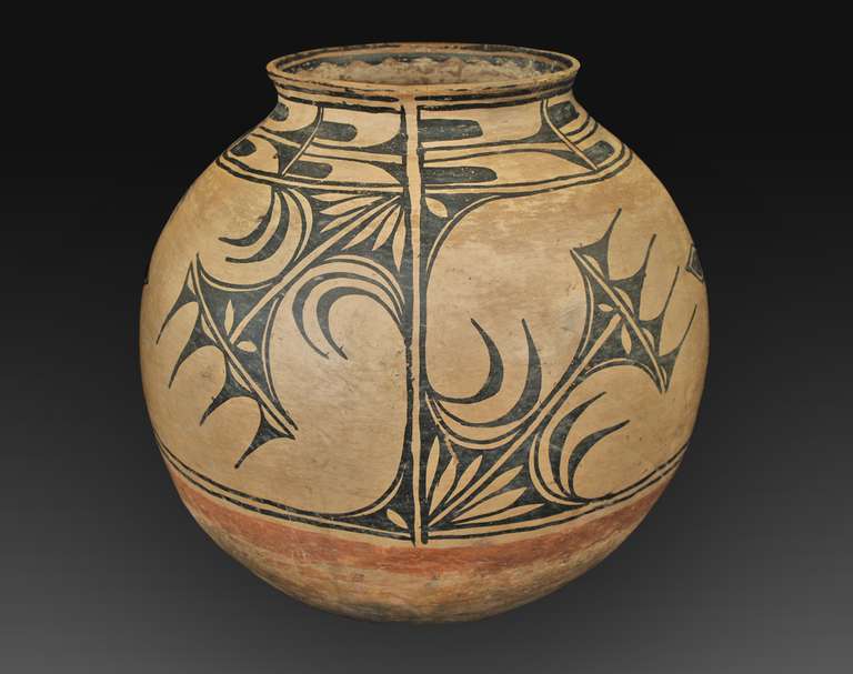 Native American Large Early Pueblo Earthenware Jar from Cochiti, circa 1865
