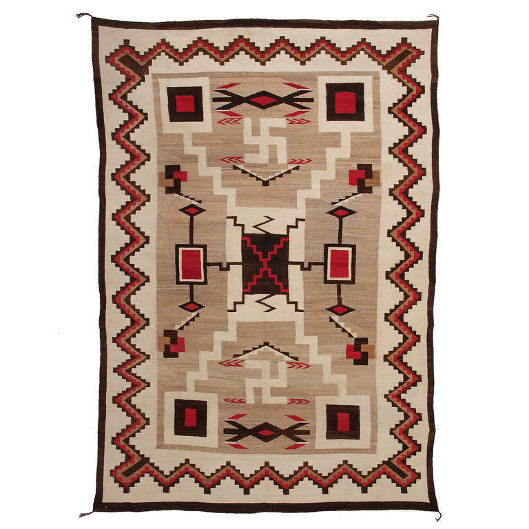 Large Vintage Navajo Trading Post Rug - early 20th century