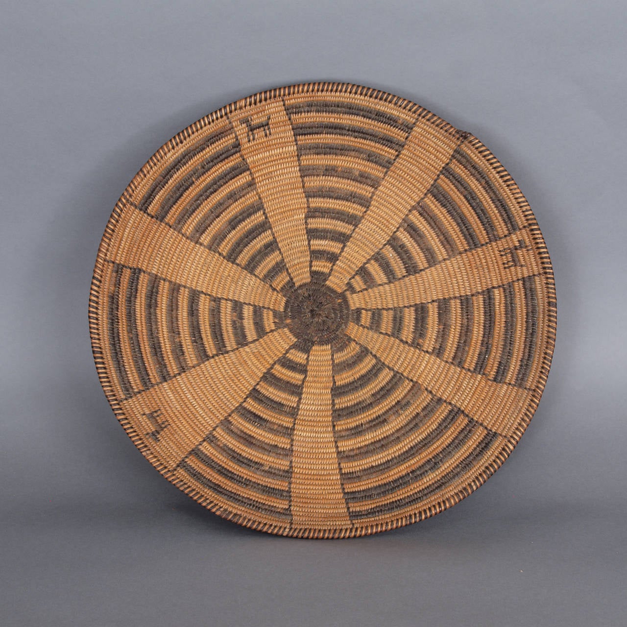 Willow Antique Native American Pictorial Basketry Tray, Apache 19th Century