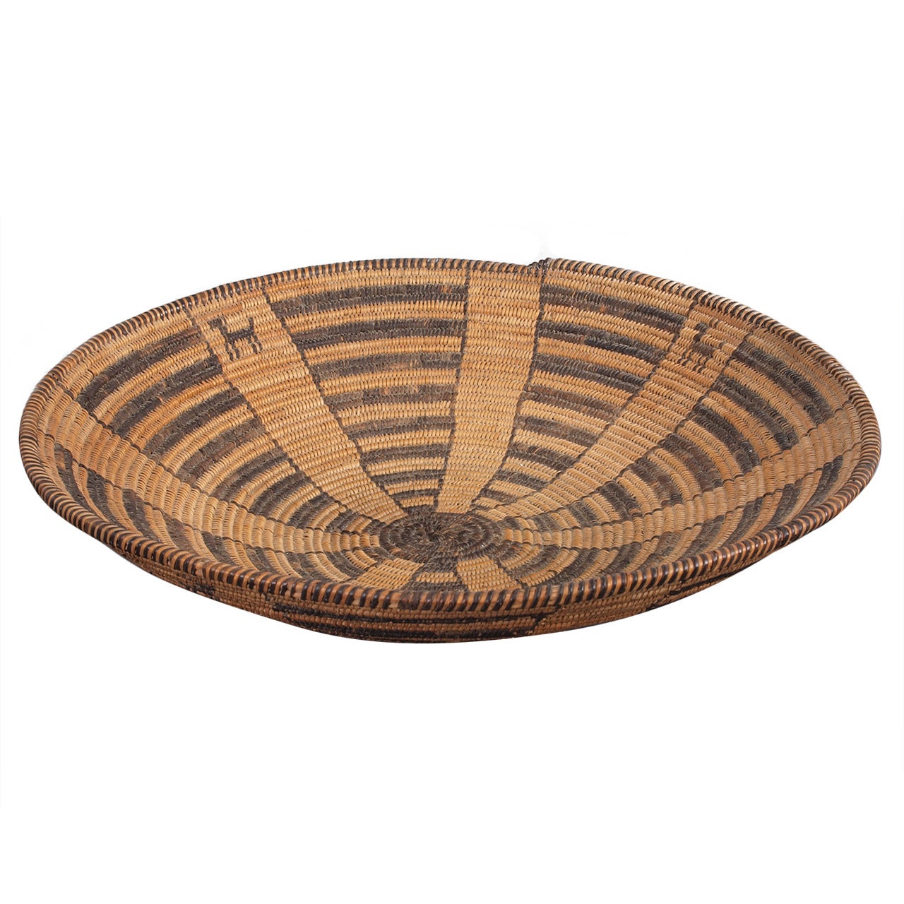 Antique Native American Pictorial Basketry Tray, Apache 19th Century