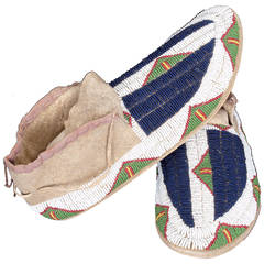 Antique Native American Beaded Moccasins, Sioux, circa 1900