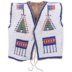 Antique Fully Beaded Pictorial Native American Vest, Sioux