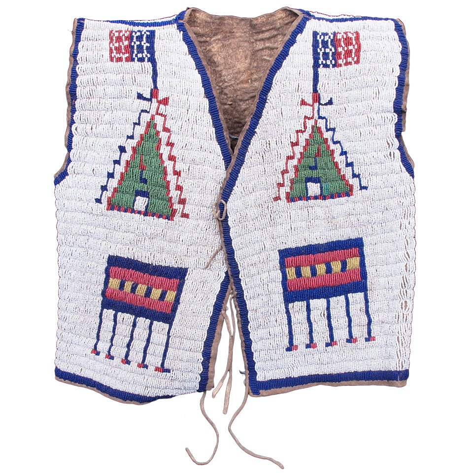 Fully Beaded Pictorial Native American Vest, Sioux
