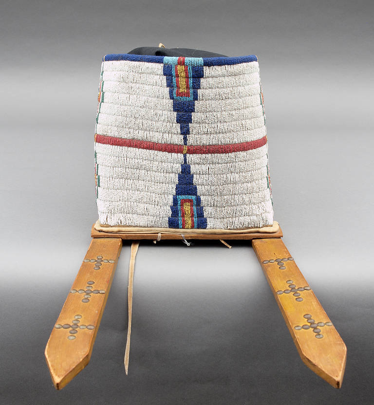 Antique Native American Beaded Cradle, Cheyenne (Plains Indian) circa 1875 1