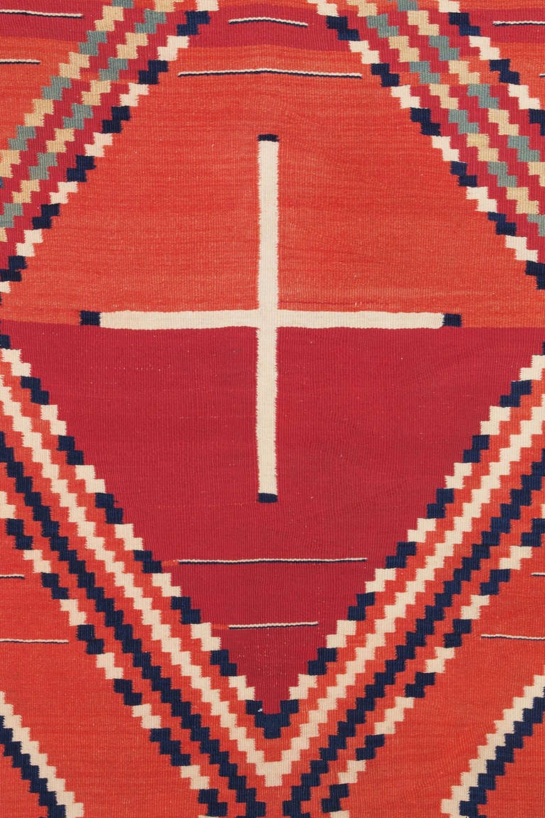 A Navajo Late Classic (pre or early reservation period) with a rare Spider Woman Opening at the center.

Provenance:
Private Collection, Lyons, Colorado
The serape was originally owned by the collector's great-great grandfather, Charles A.