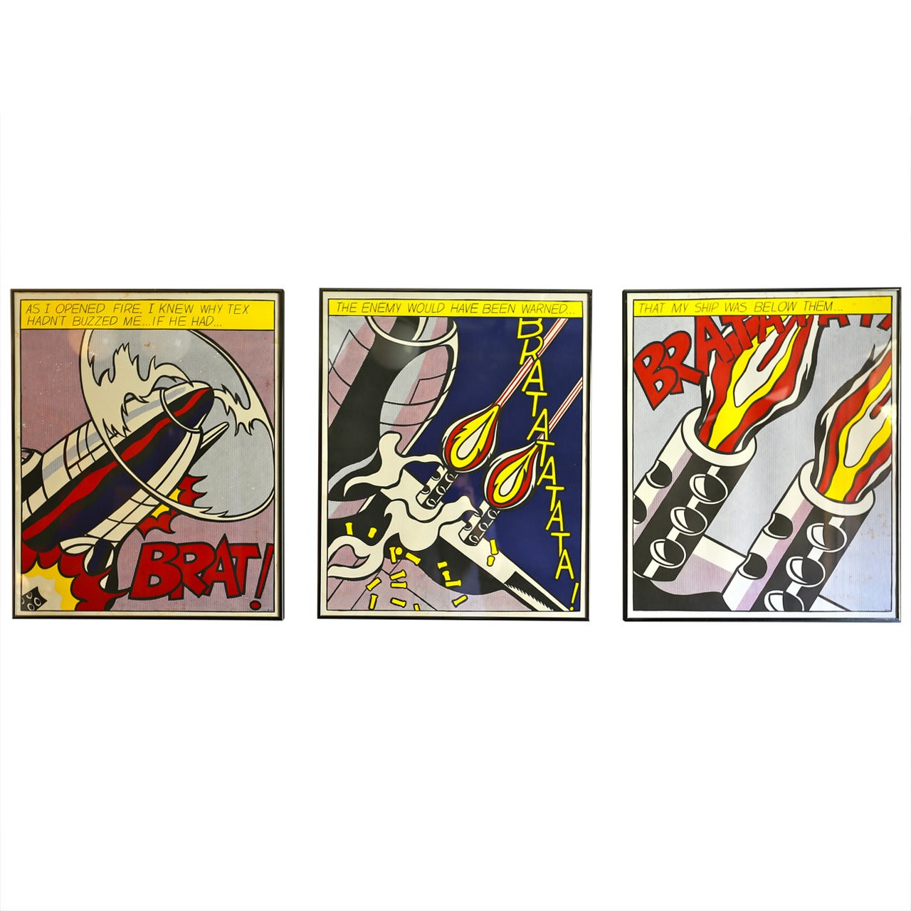 Roy Lichtenstein " As I opened Fire " (Triptych), Three Offset Lithographs
