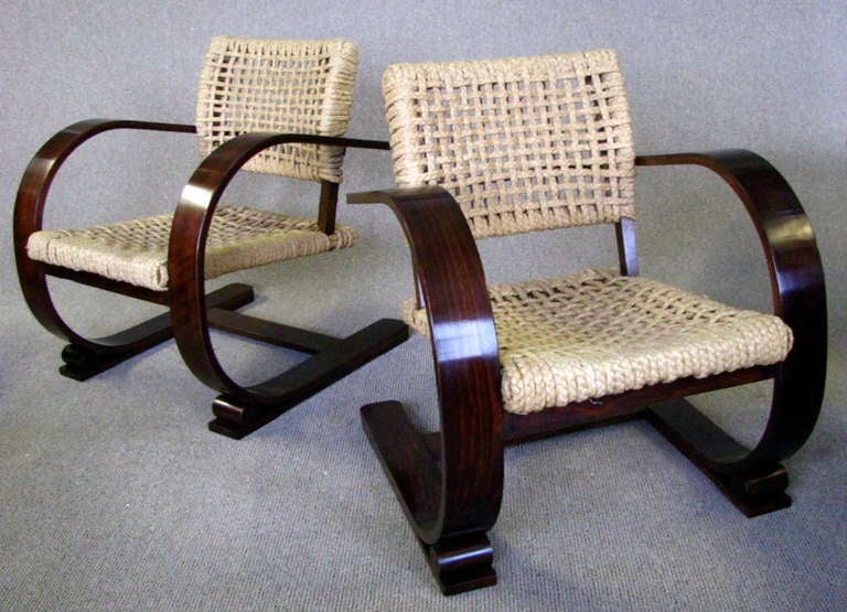signed French Art Deco Chairs Audoux et Minet for Vibo, 1940 4