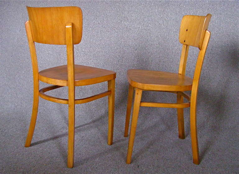 Mid-20th Century Set of 8 German Mid Century Bentwood Chairs 1950 signed Thonet