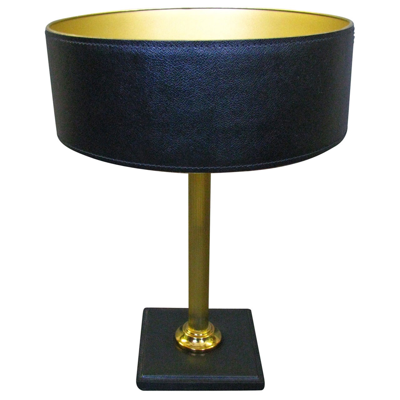 Art Deco Leather-Clad Table Desk Lamp by Adnet