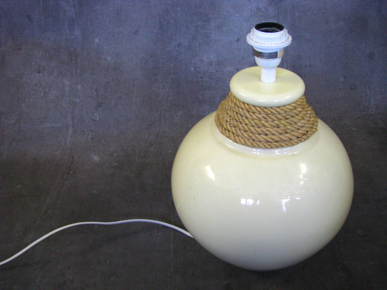 Ceramic Large 1950s Rope Table Lamp by Audoux and Minet, France