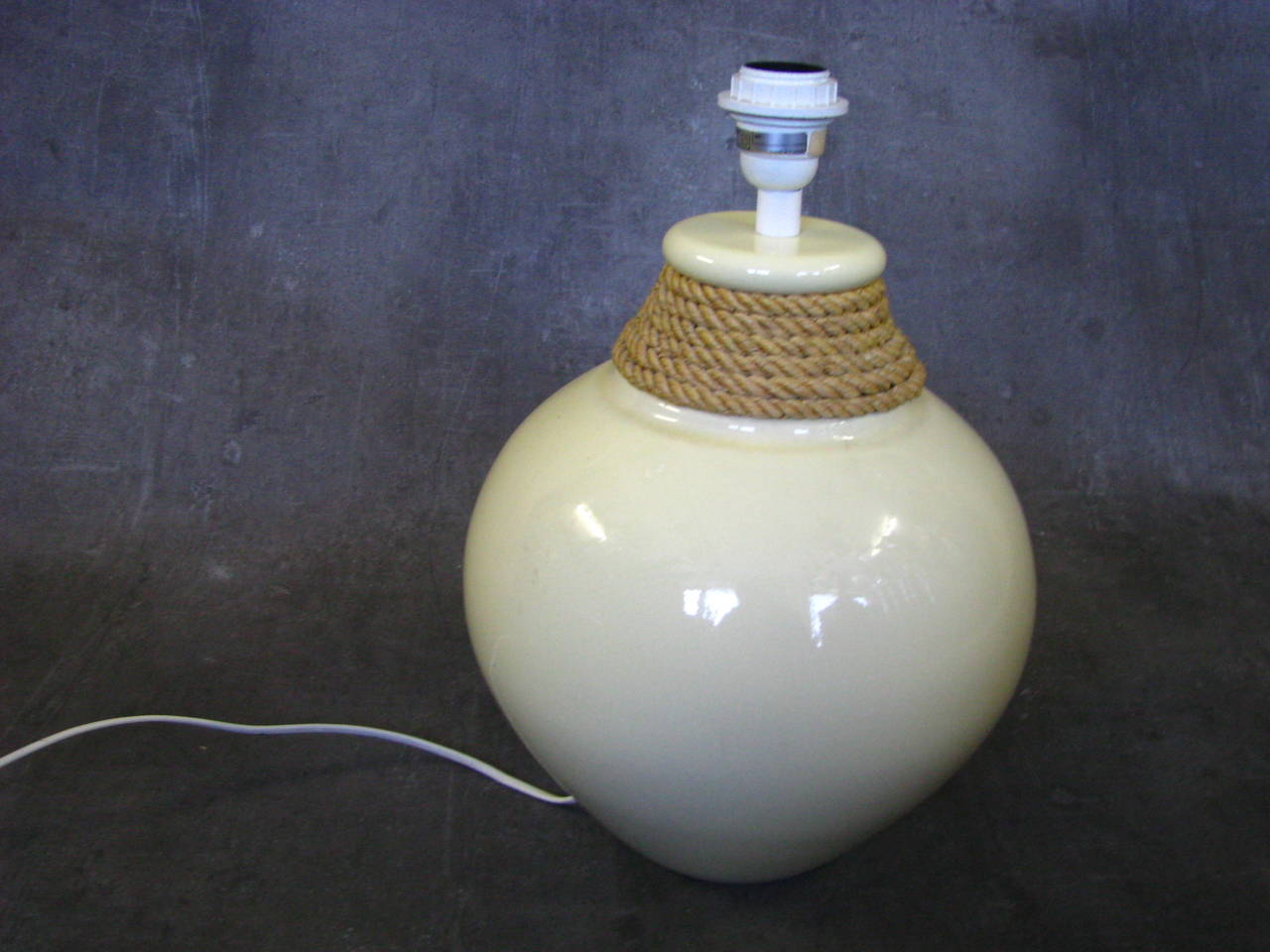 Large 1950s Rope Table Lamp by Audoux and Minet, France 1