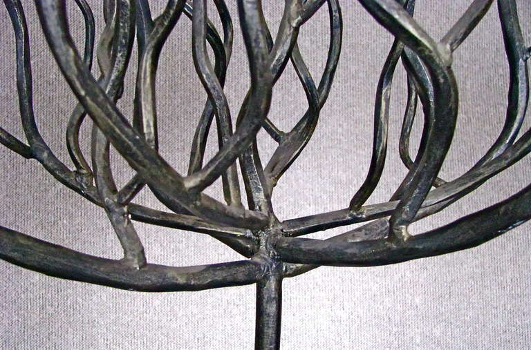 Pair of Art Deco Tree Shaped Wrought Iron Candle Holders Torchieres For Sale 2