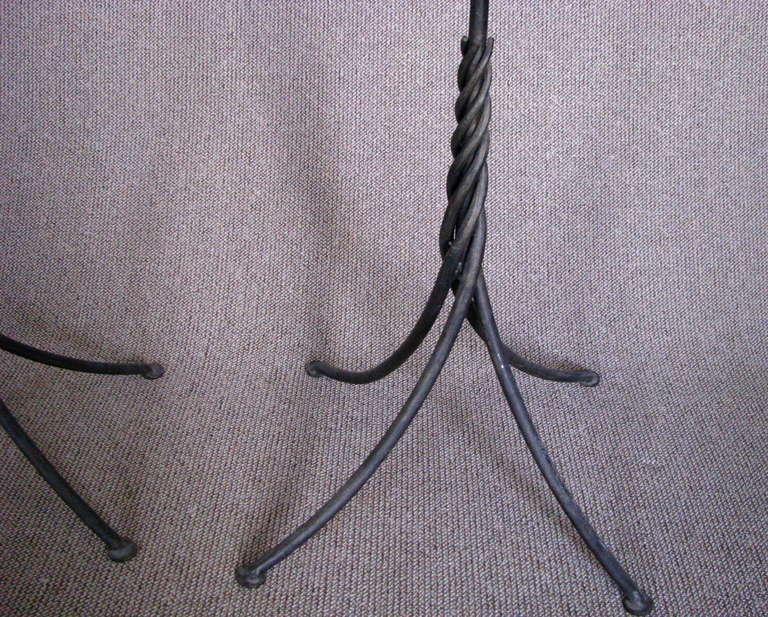 Pair of Art Deco Tree Shaped Wrought Iron Candle Holders Torchieres For Sale 4