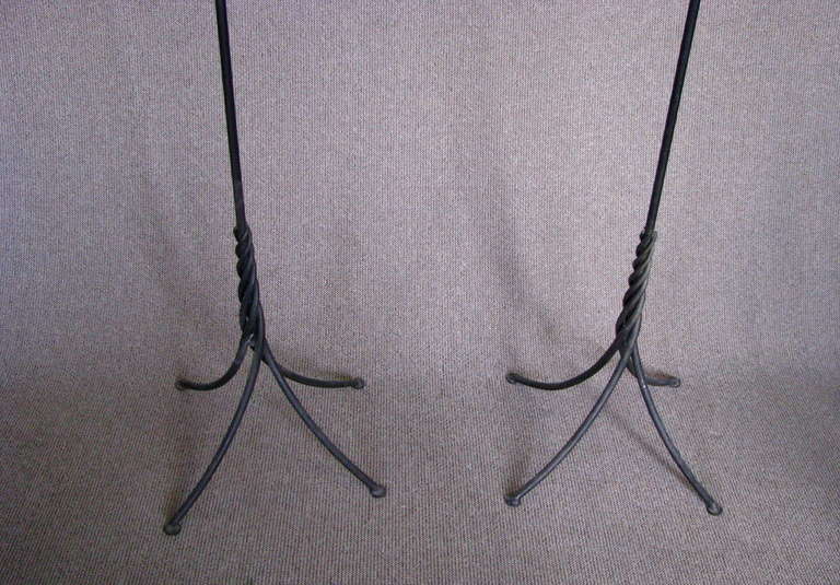 Pair of Art Deco Tree Shaped Wrought Iron Candle Holders Torchieres For Sale 3
