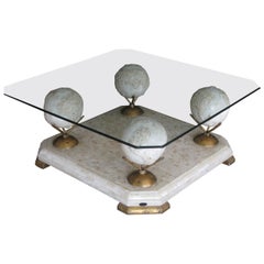Table basse en marbre et verre des années 1960 par Fournier, Paris