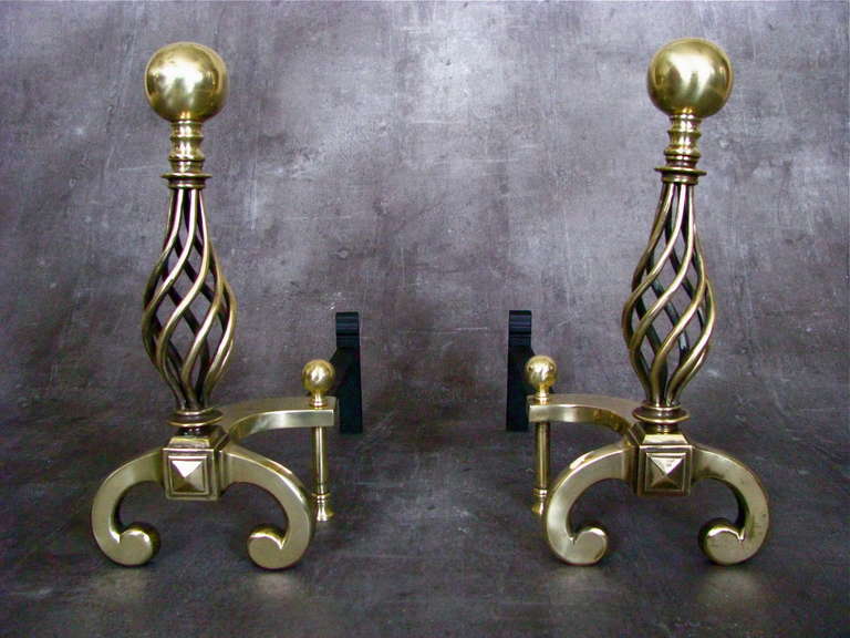 French Art Deco Andirons Signed by Raymond Subes