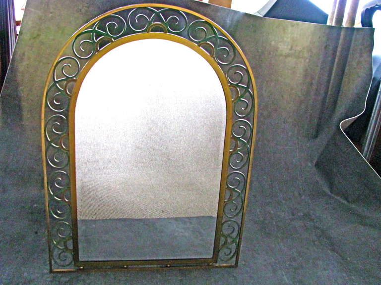 Signed French Art Deco Bronze Mirror, 1940