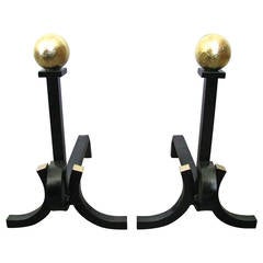 Art Deco French Andirons from 1930 in the Manner of Subes