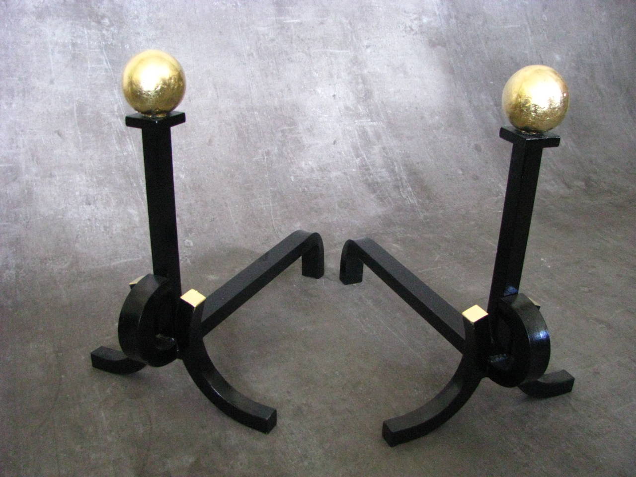 Mid-20th Century Art Deco French Andirons from 1930 in the Manner of Subes