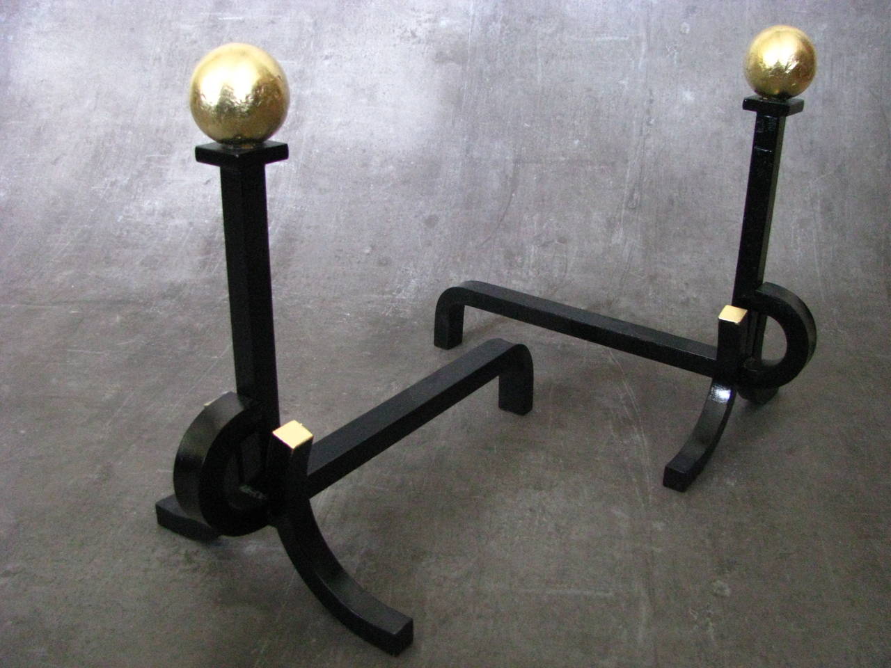 Art Deco French Andirons from 1930 in the Manner of Subes 2